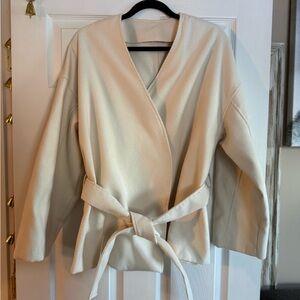 Cream Belted Women's Jacket